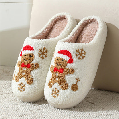 Christmas Snowflake Gingerbread Indoor Slippers for Winter for Girls and Women