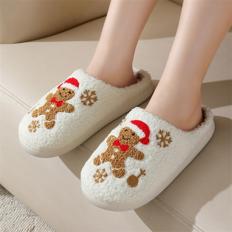 Christmas Snowflake Gingerbread Indoor Slippers for Winter for Girls and Women