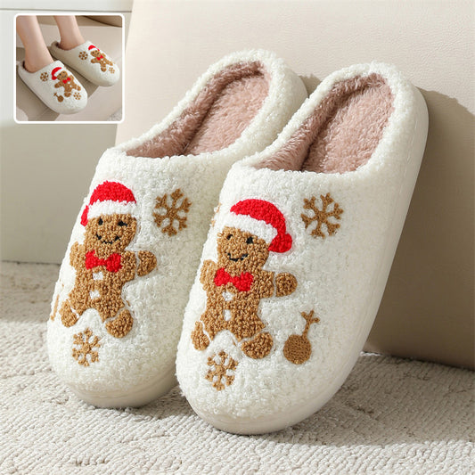 Christmas Snowflake Gingerbread Indoor Slippers for Winter for Girls and Women