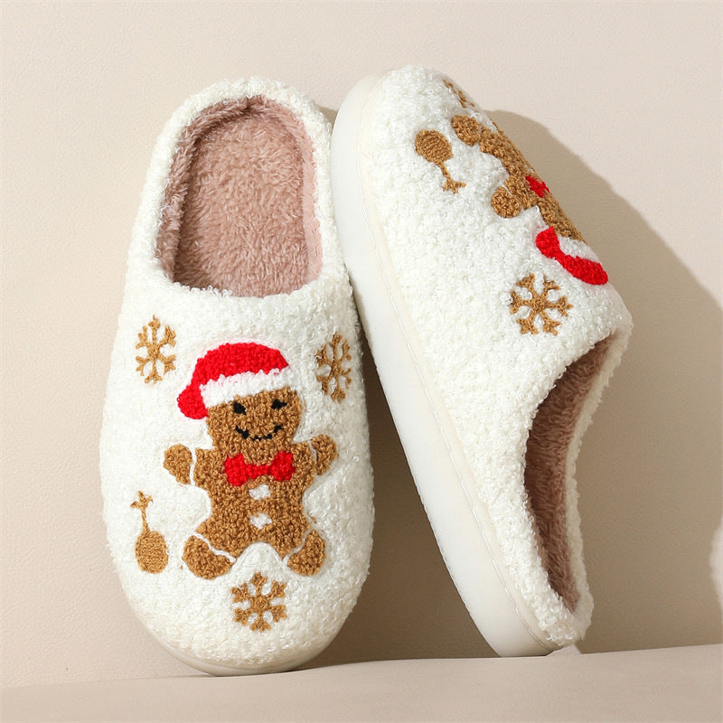 Christmas Snowflake Gingerbread Indoor Slippers for Winter for Girls and Women