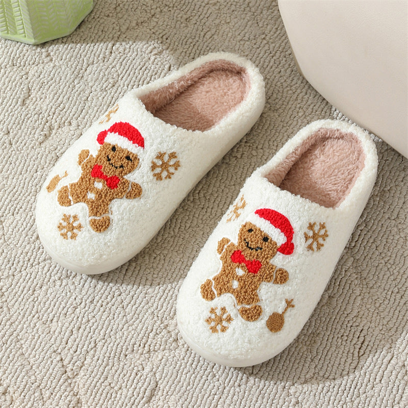 Christmas Snowflake Gingerbread Indoor Slippers for Winter for Girls and Women