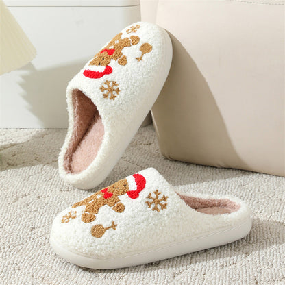 Christmas Snowflake Gingerbread Indoor Slippers for Winter for Girls and Women