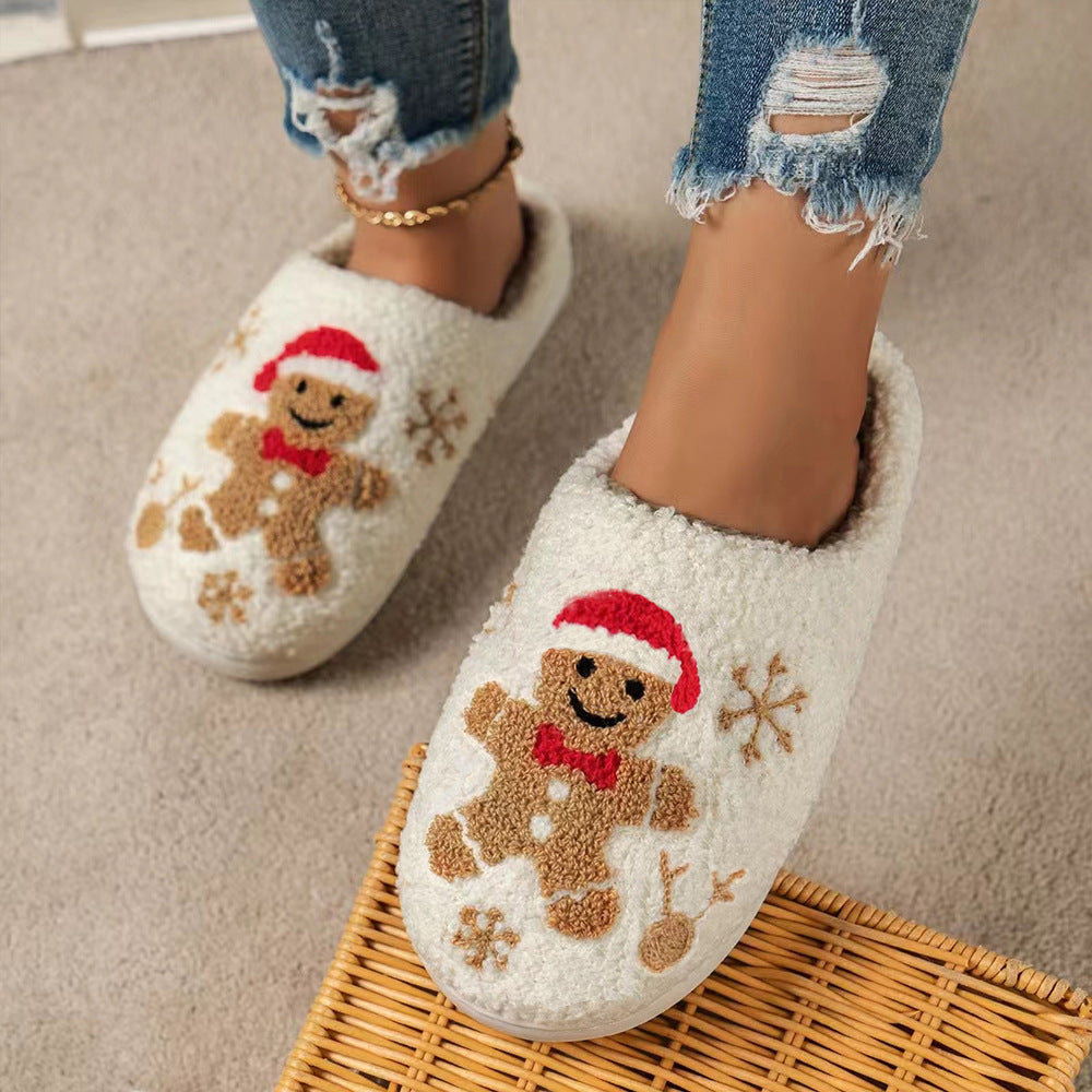 Christmas Snowflake Gingerbread Indoor Slippers for Winter for Girls and Women